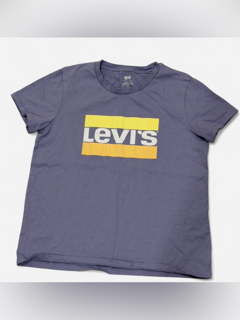 Levi's Men's Slate Purple Logo Tee with Yellow Accent Stripes